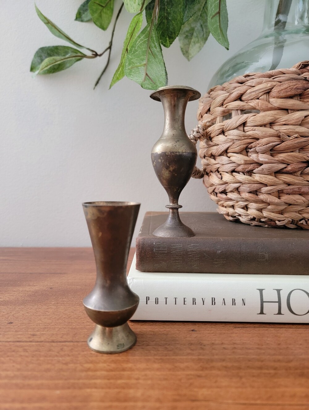 Set Of 2 Vintage Small Brass Bud Vases Made In India Home Decor